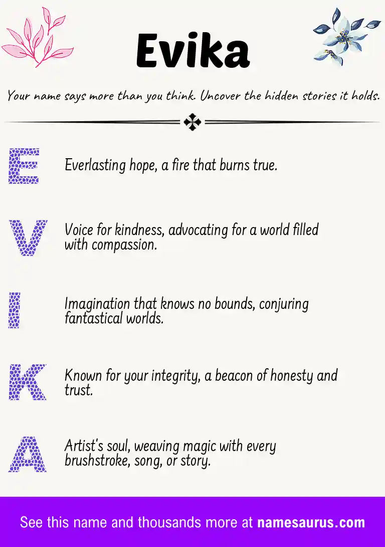 Acrostic poem about Evika.