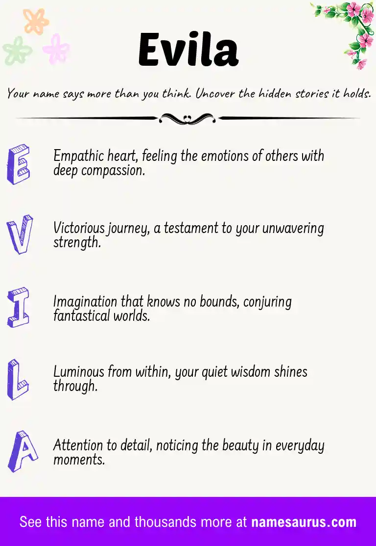 Acrostic poem about Evila.