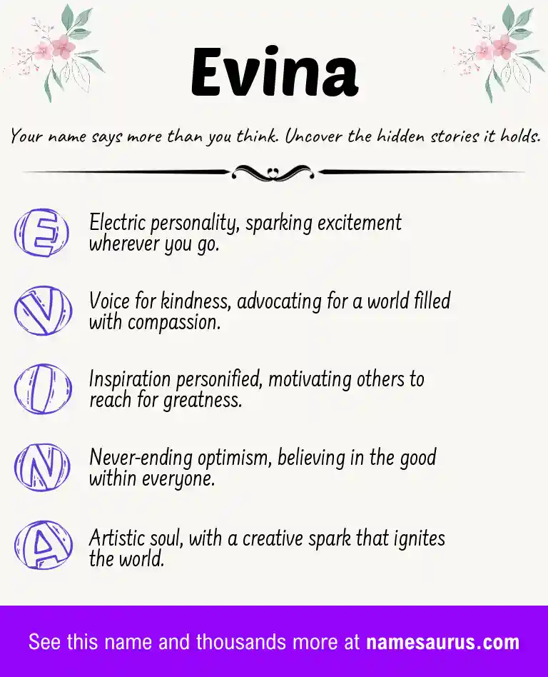 Acrostic poem about Evina.