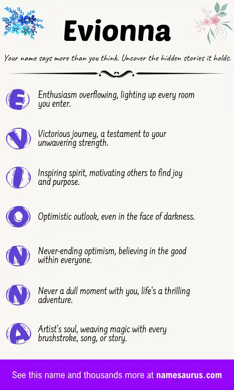 Acrostic poem about Evionna.