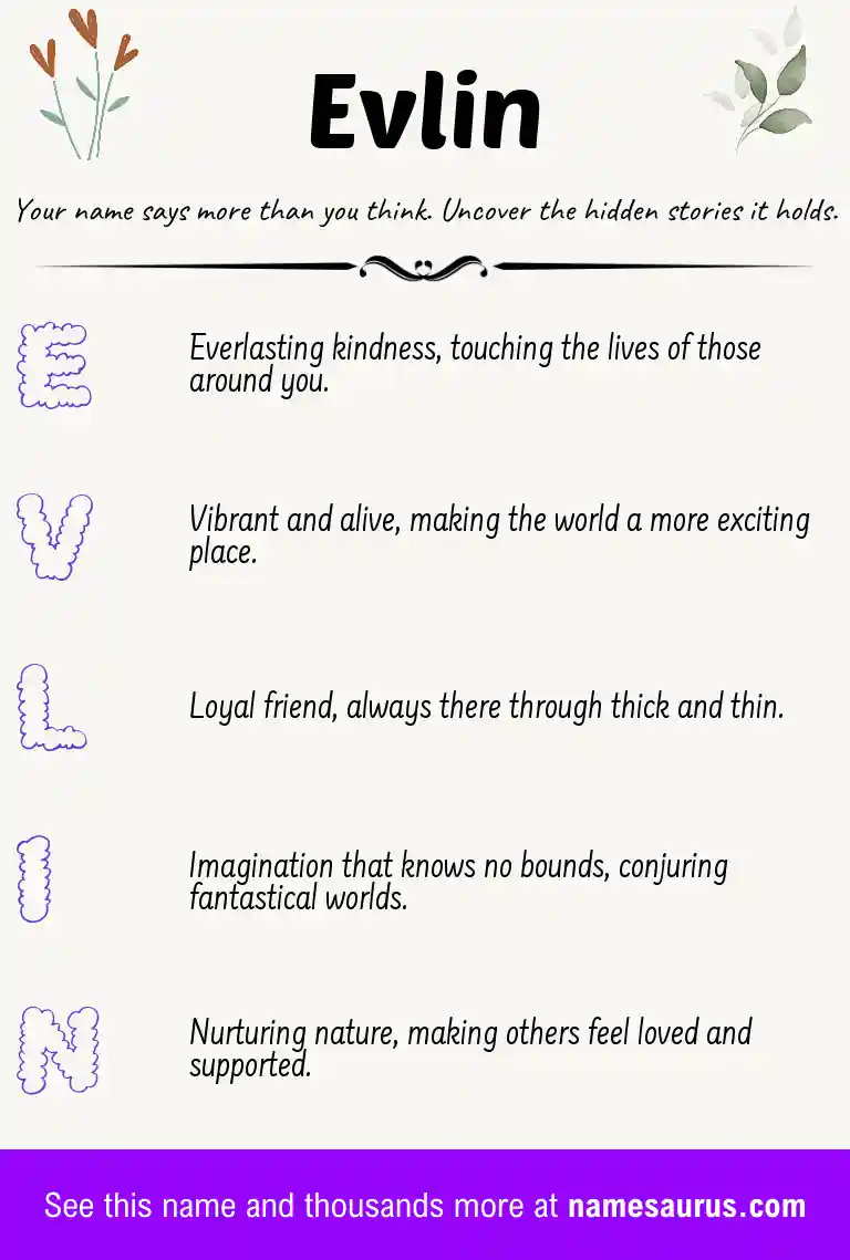 Acrostic poem about Evlin.