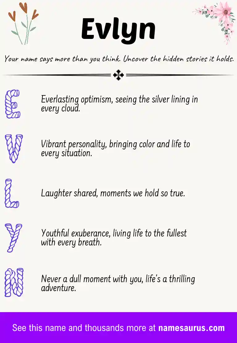 Acrostic poem about Evlyn.