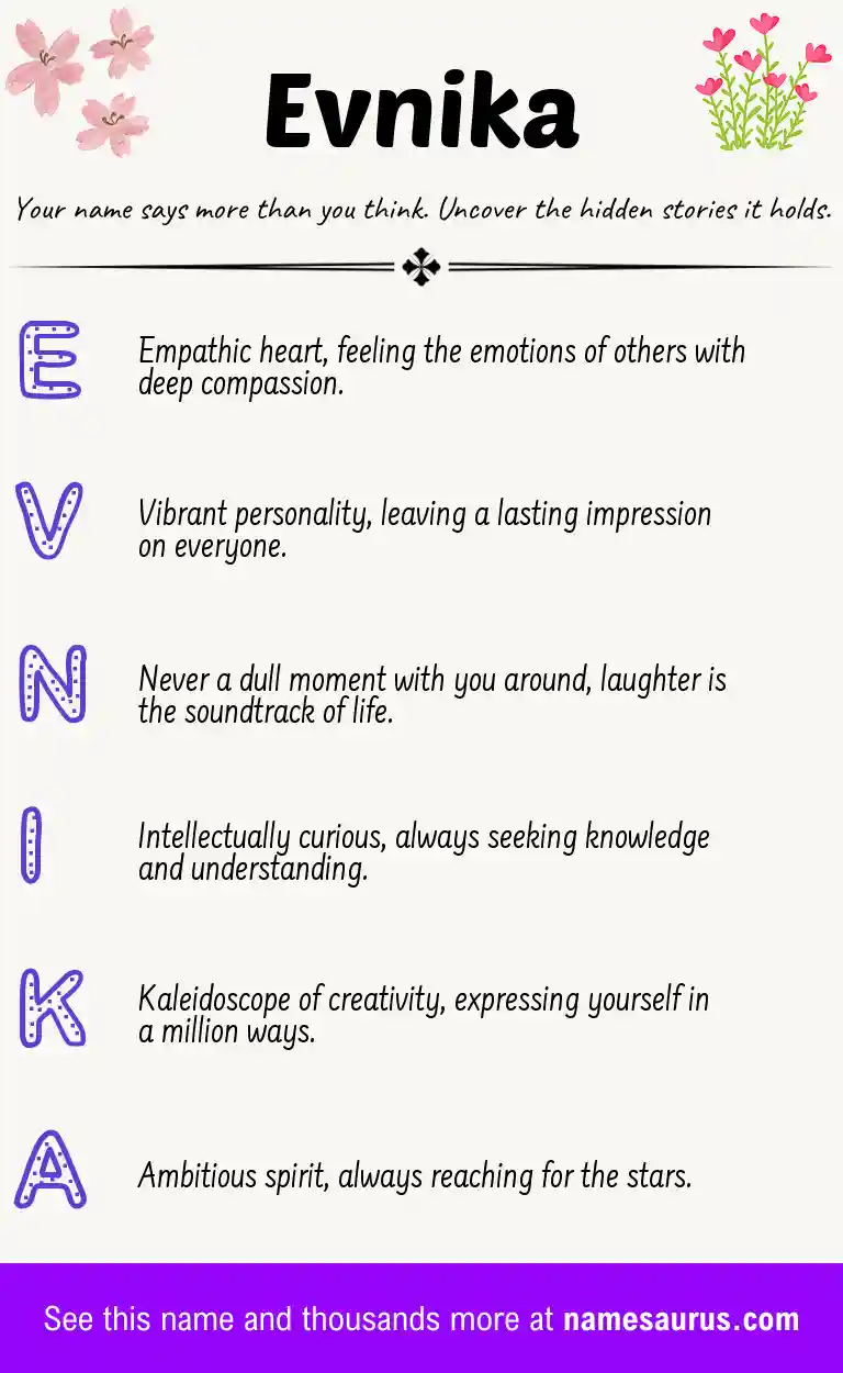 Acrostic poem about Evnika.