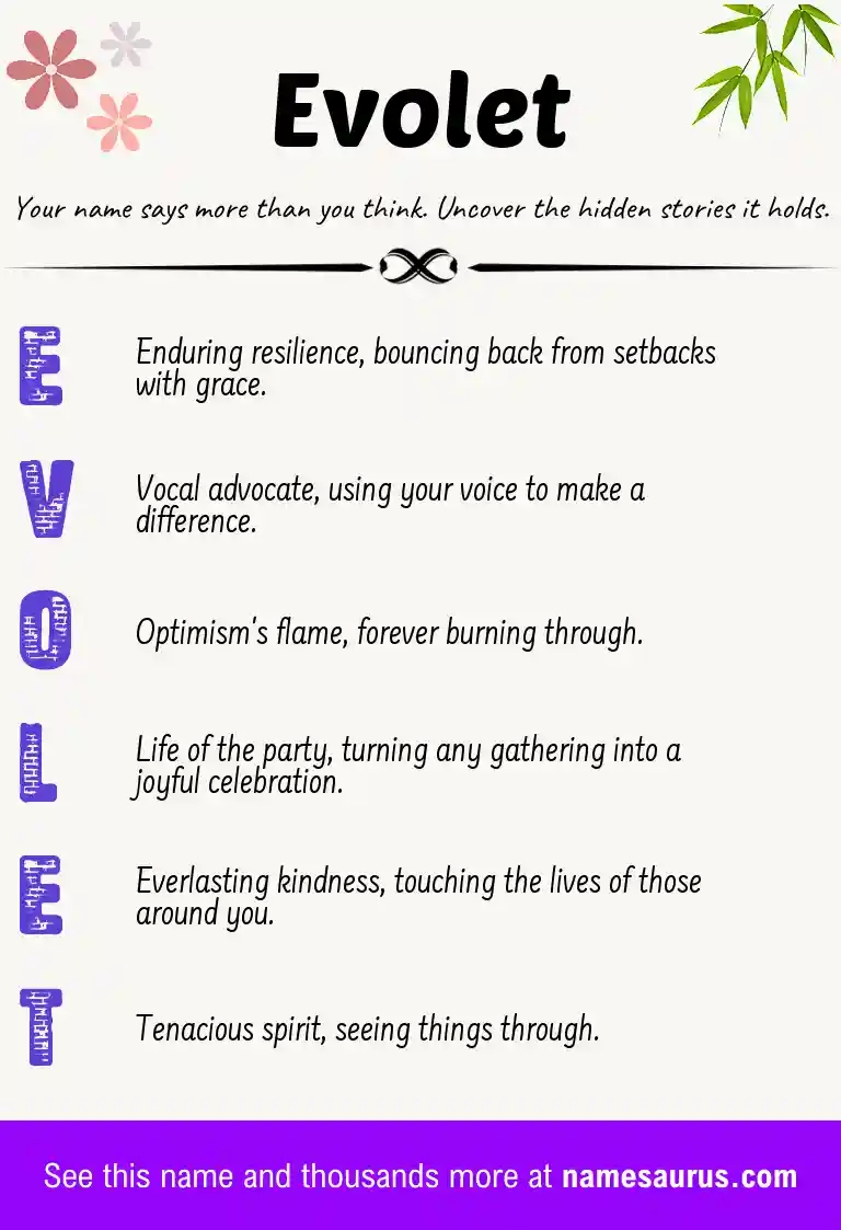Acrostic poem about Evolet.