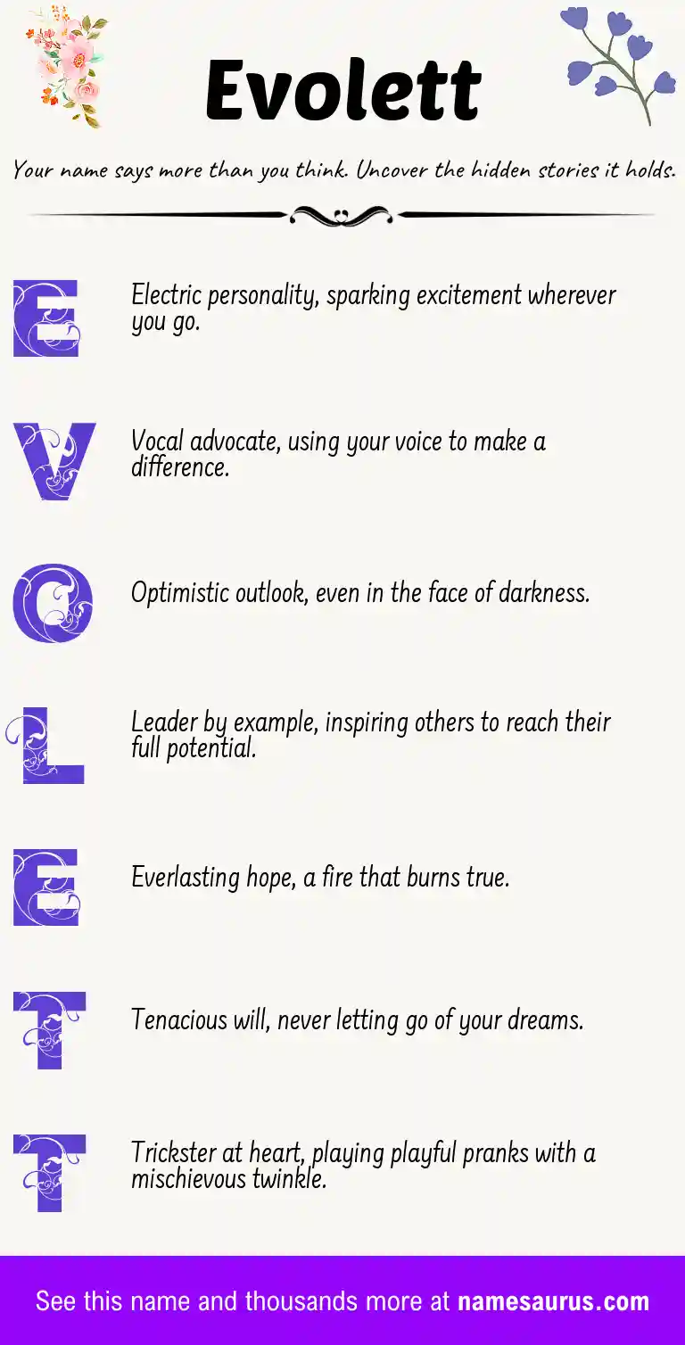 Acrostic poem about Evolett.