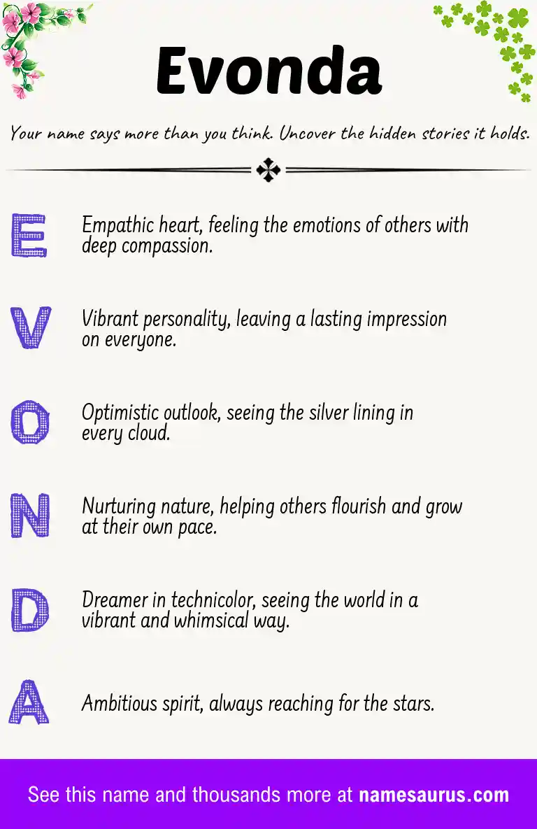 Acrostic poem about Evonda.