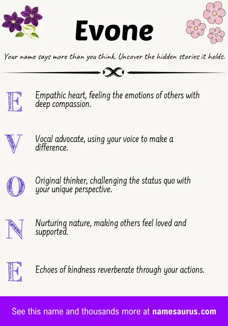 Acrostic poem about Evone.