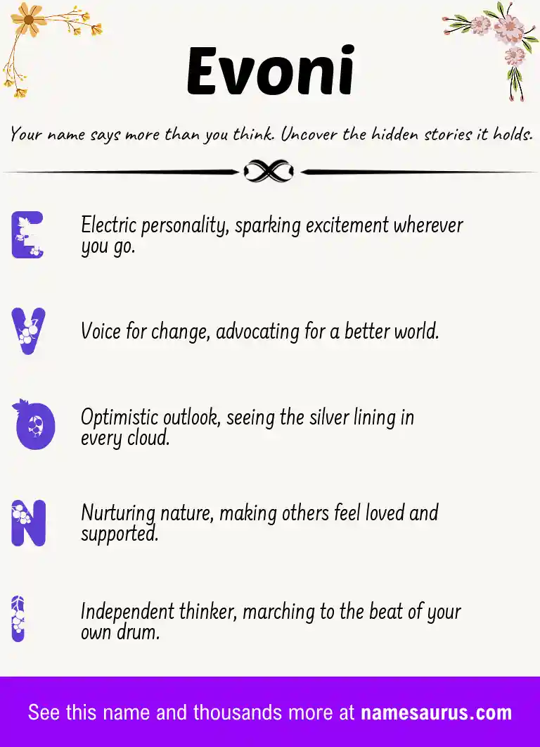Acrostic poem about Evoni.