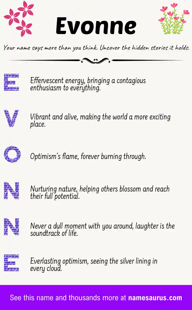 Acrostic poem about Evonne.