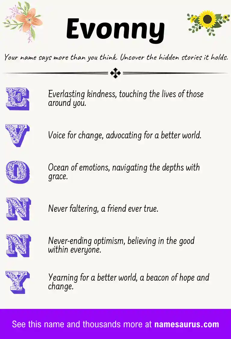 Acrostic poem about Evonny.