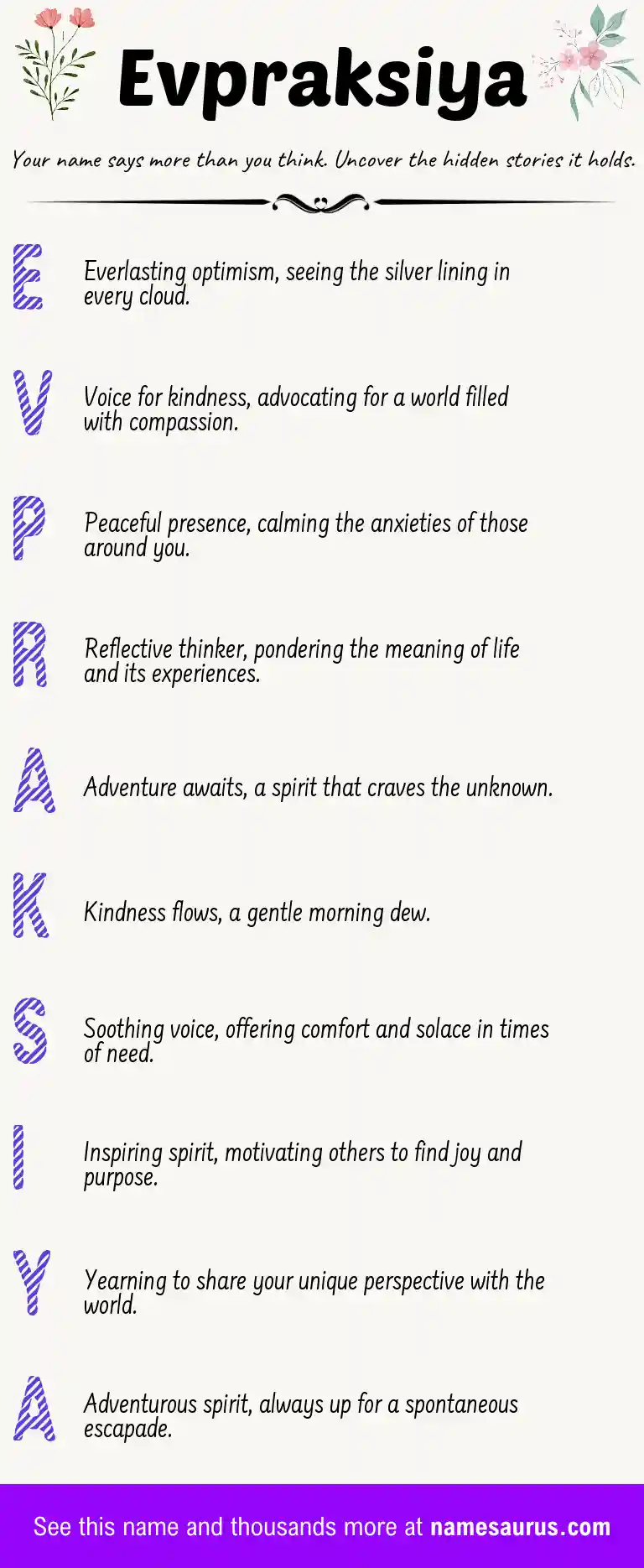 Acrostic poem about Evpraksiya.