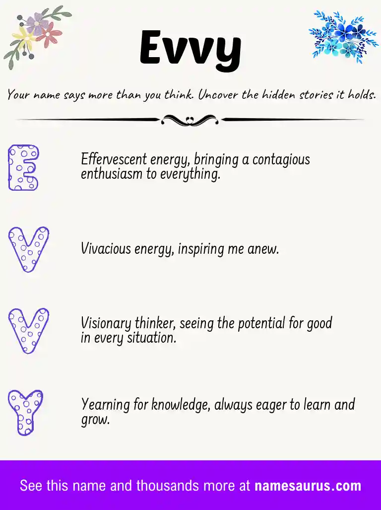 Acrostic poem about Evvy.