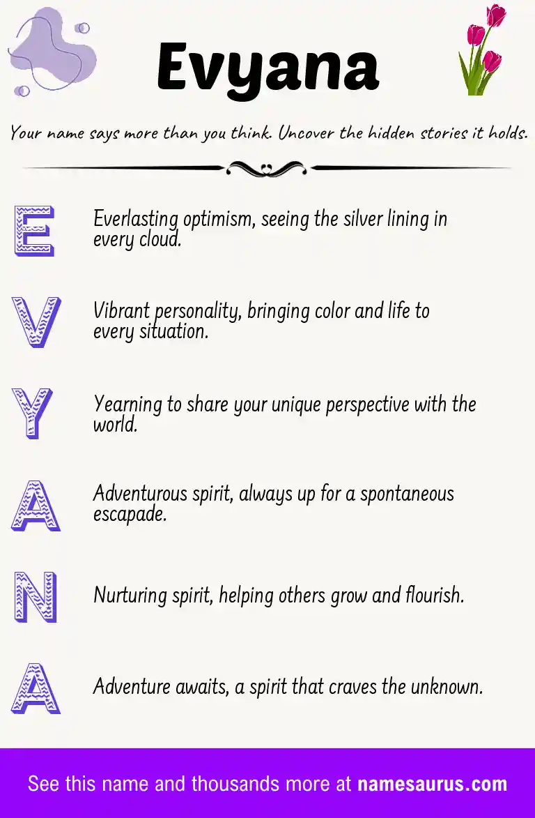 Acrostic poem about Evyana.