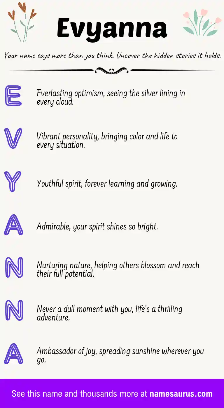 Acrostic poem about Evyanna.