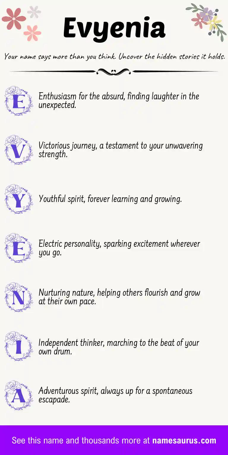 Acrostic poem about Evyenia.