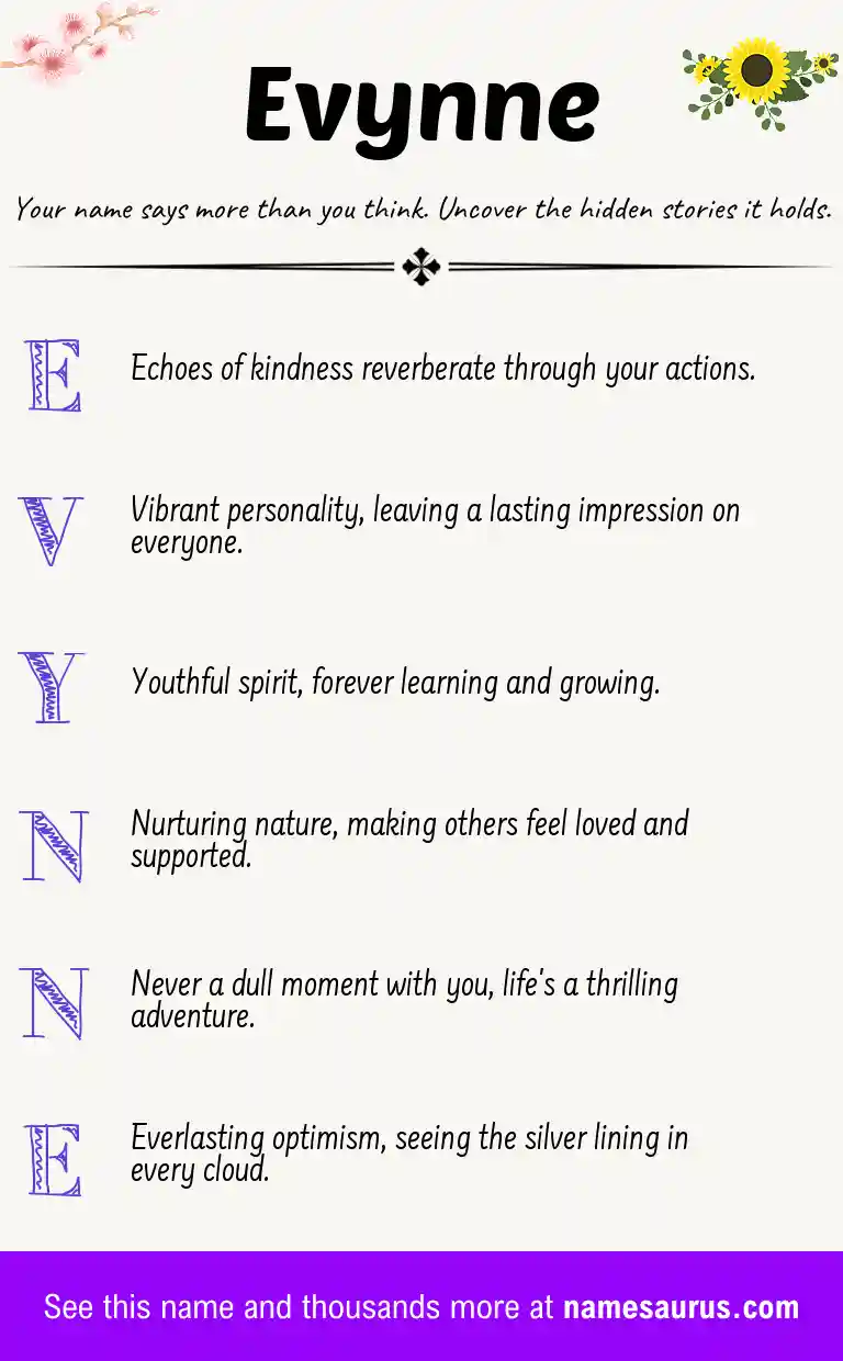 Acrostic poem about Evynne.