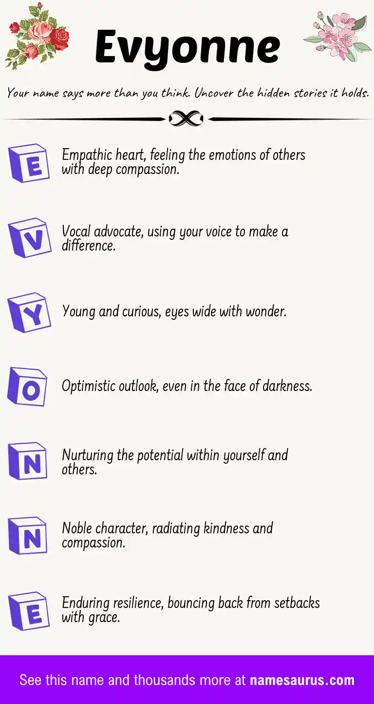 Acrostic poem about Evyonne.