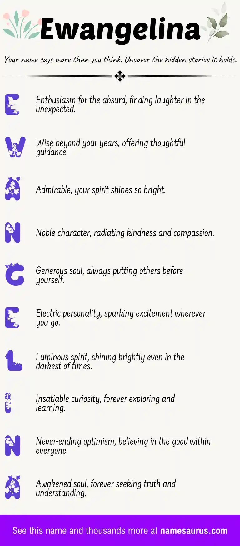 Acrostic poem about Ewangelina.