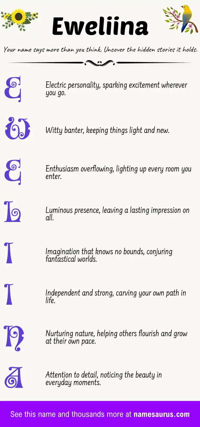 Acrostic poem about Eweliina.
