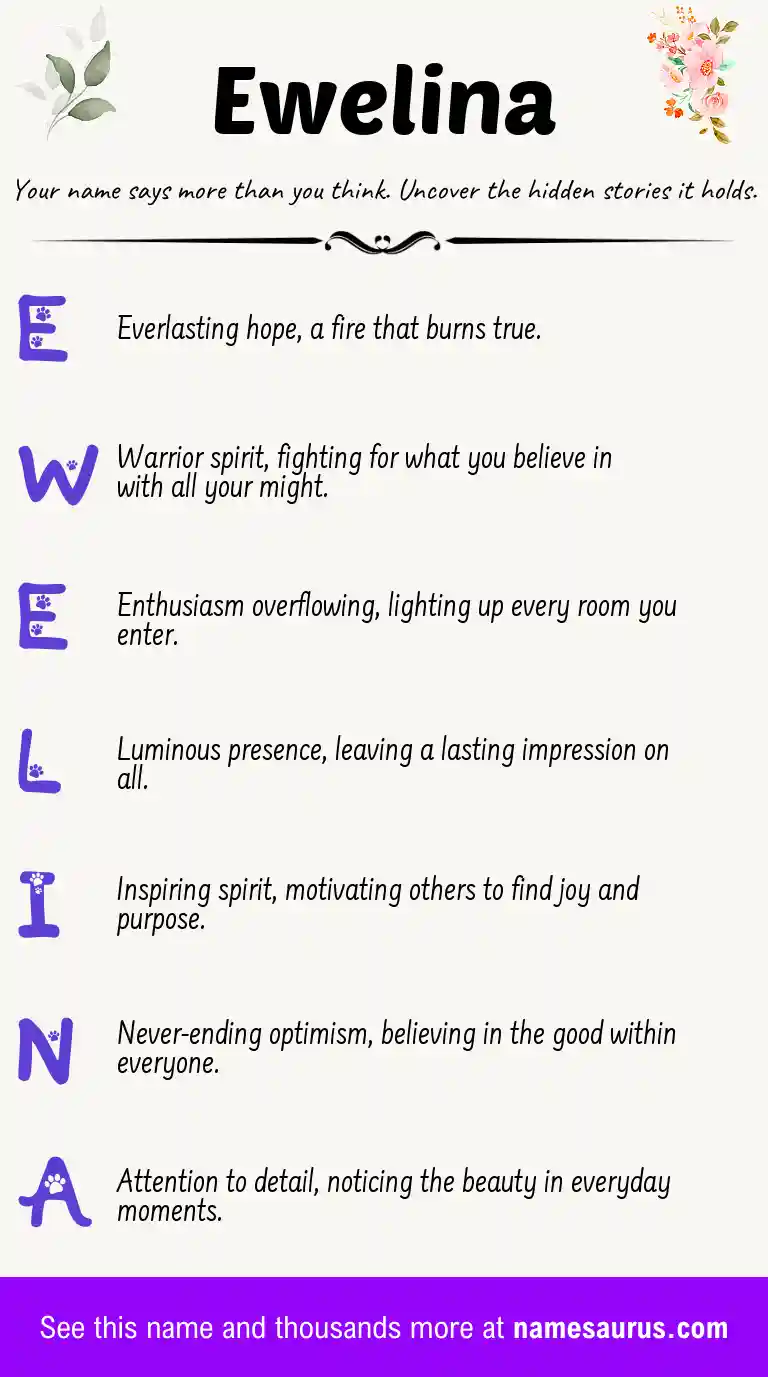Acrostic poem about Ewelina.