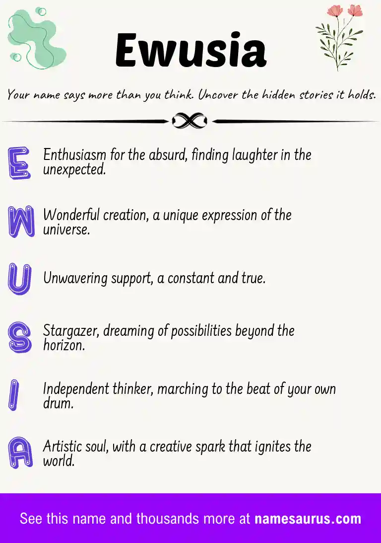 Acrostic poem about Ewusia.