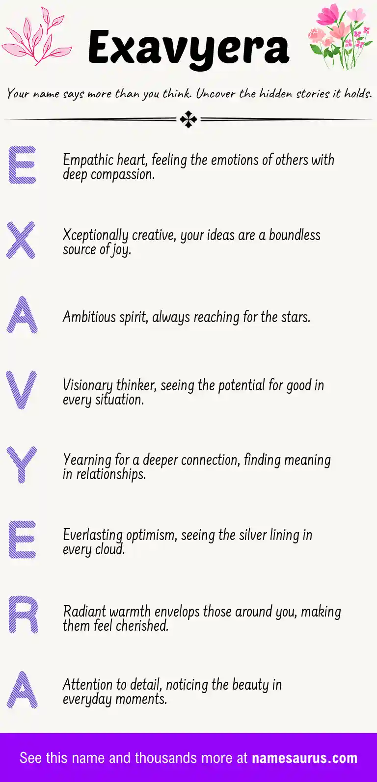 Acrostic poem about Exavyera.