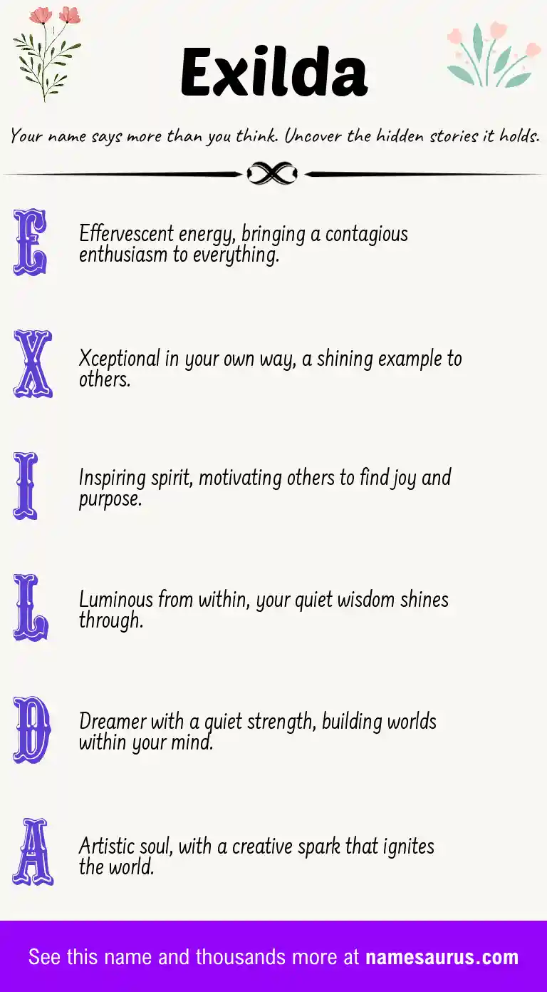 Acrostic poem about Exilda.