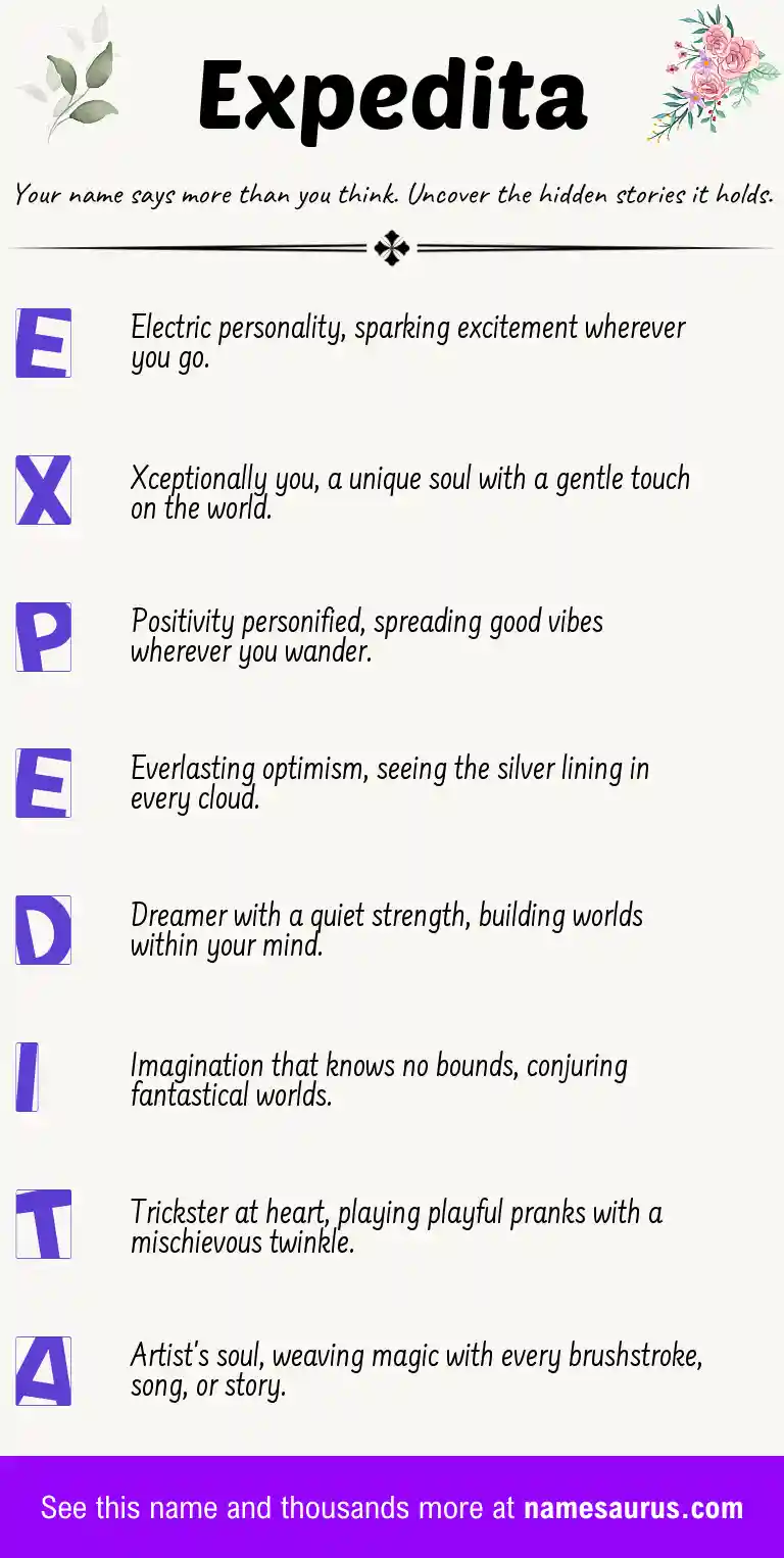 Acrostic poem about Expedita.