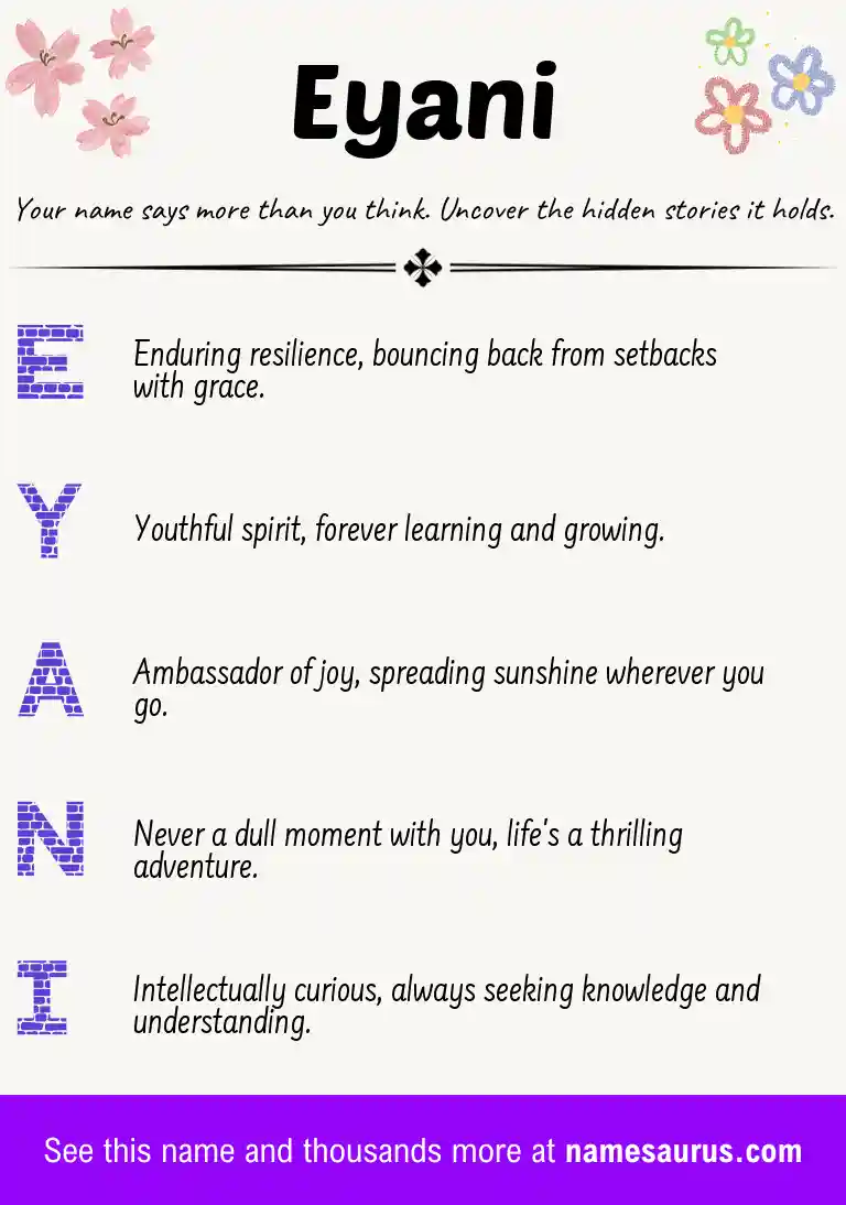 Acrostic poem about Eyani.