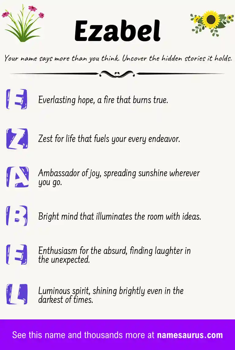 Acrostic poem about Ezabel.