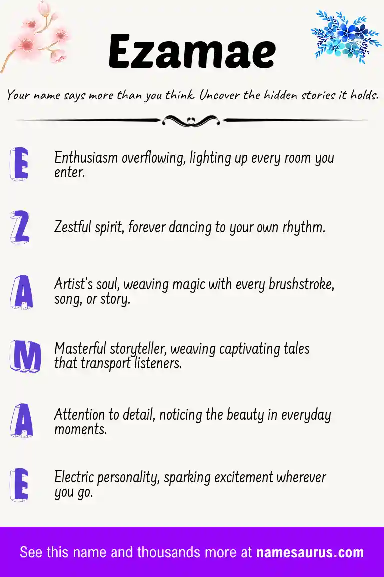 Acrostic poem about Ezamae.