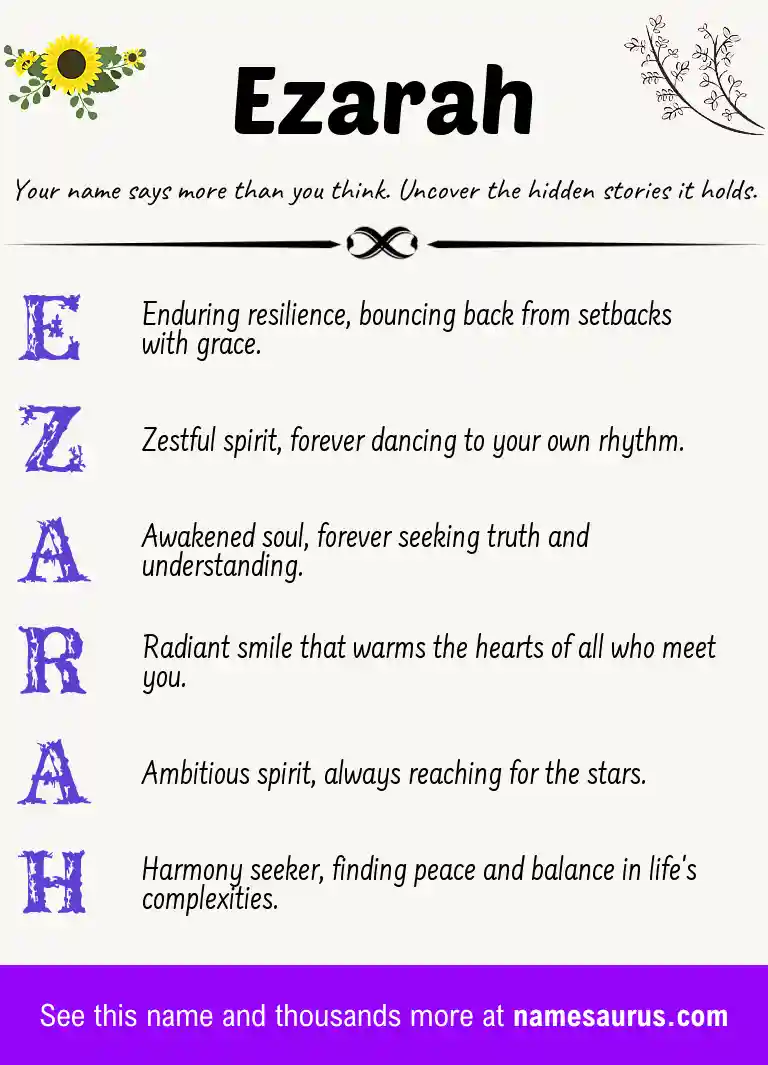 Acrostic poem about Ezarah.