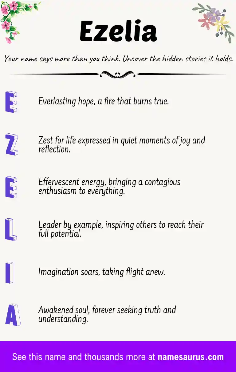 Acrostic poem about Ezelia.