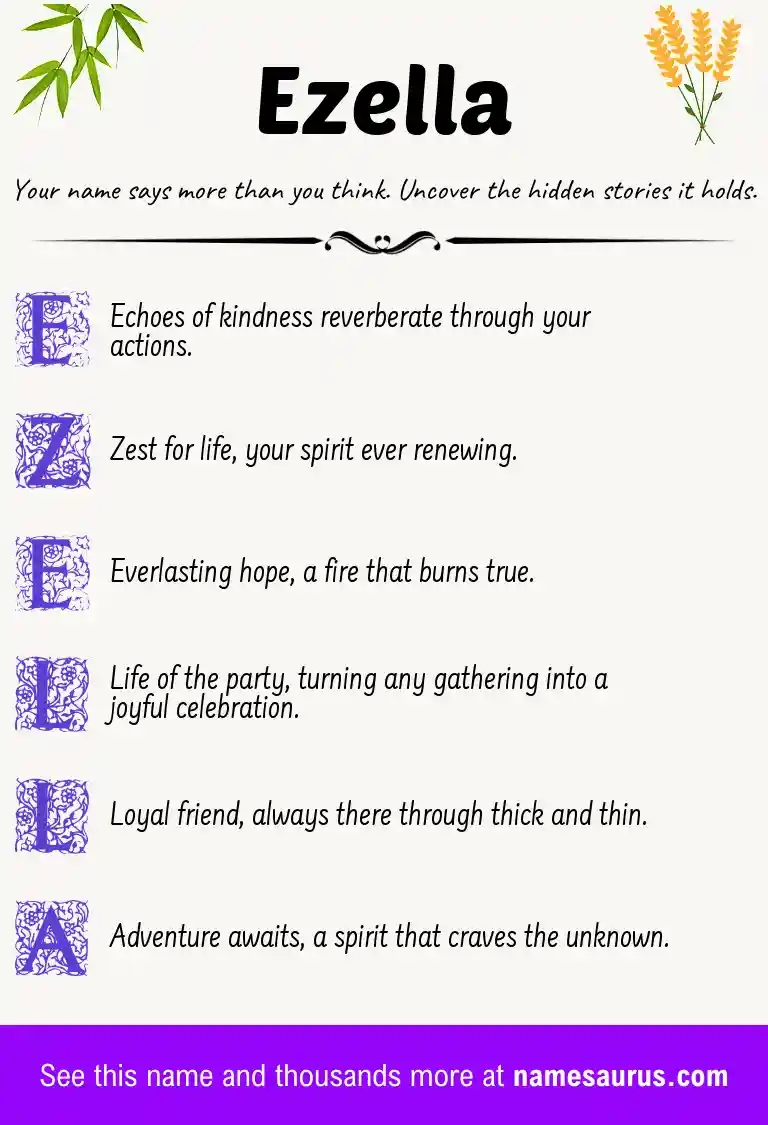 Acrostic poem about Ezella.