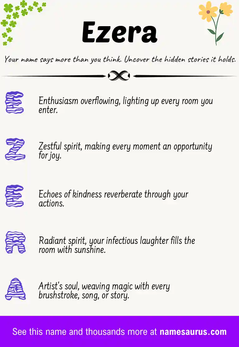Acrostic poem about Ezera.