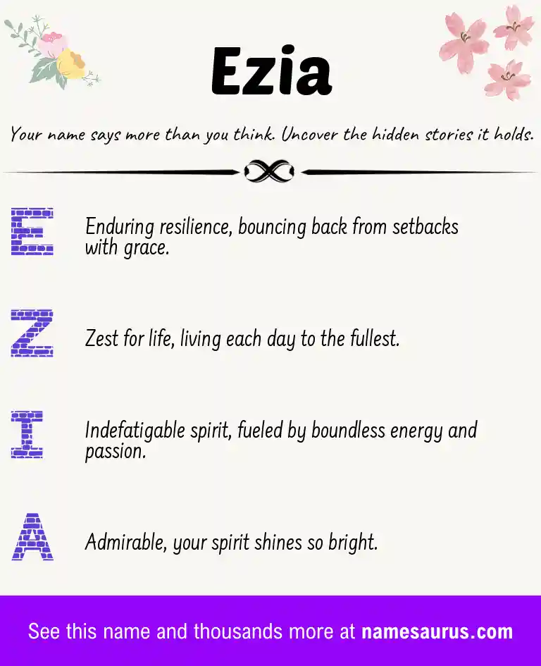 Acrostic poem about Ezia.