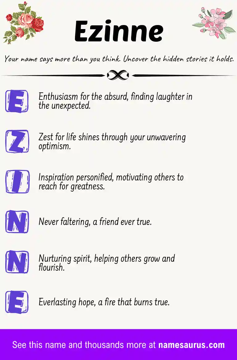 Acrostic poem about Ezinne.