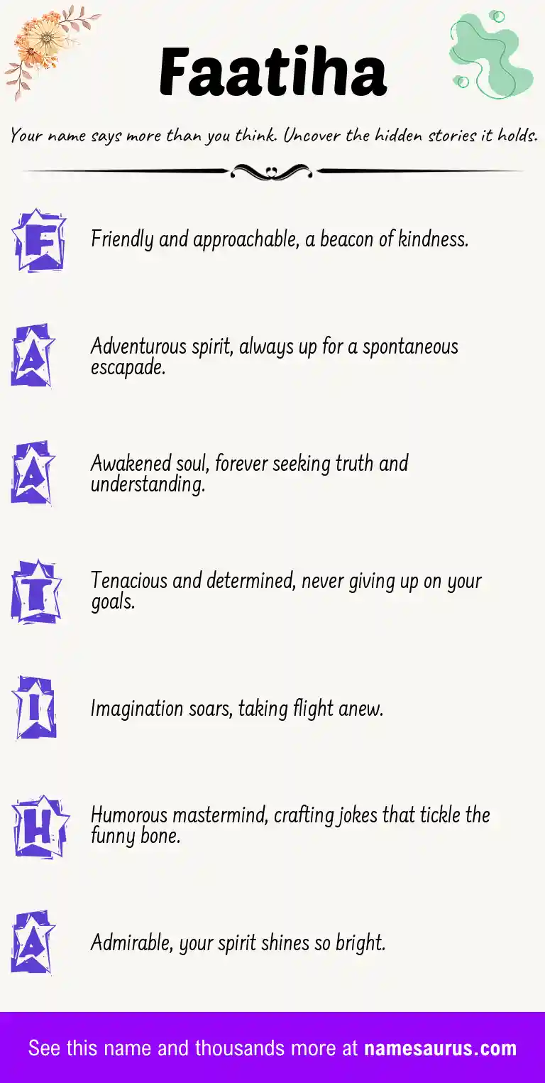 Acrostic poem about Faatiha.