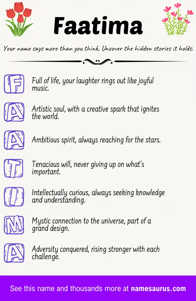 Acrostic poem about Faatima.