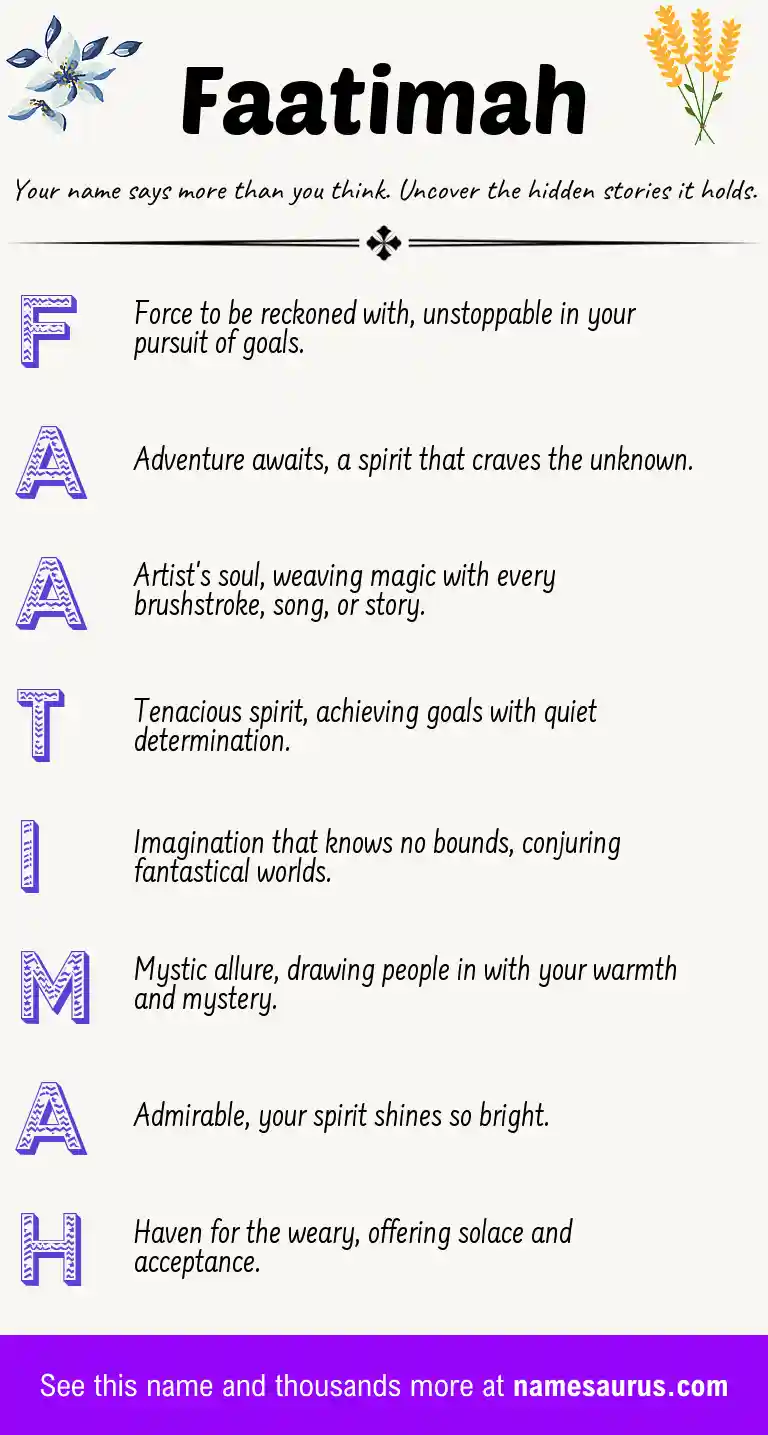 Acrostic poem about Faatimah.