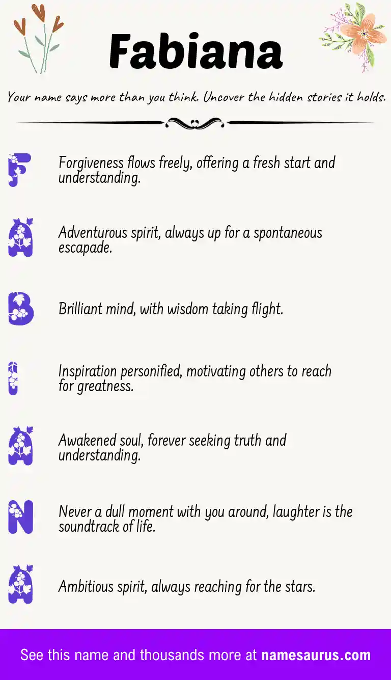 Acrostic poem about Fabiana.