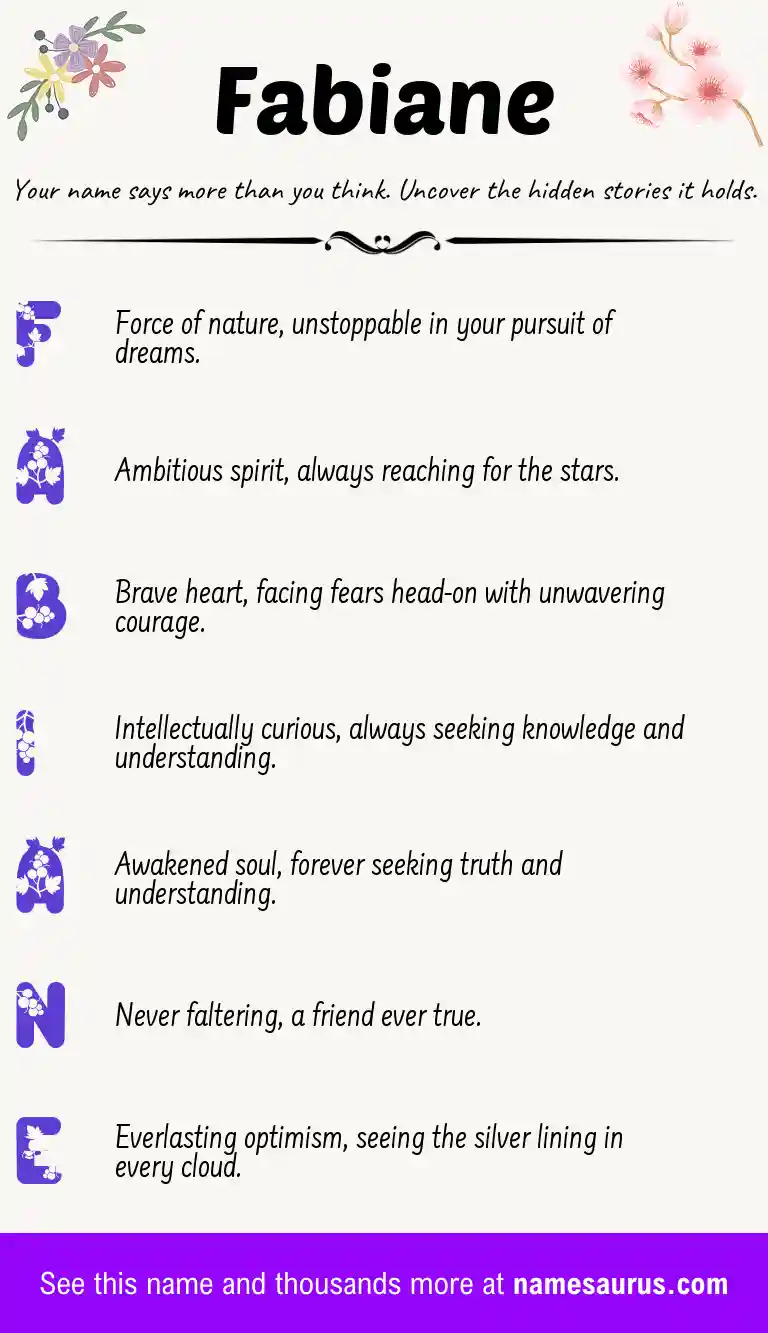 Acrostic poem about Fabiane.