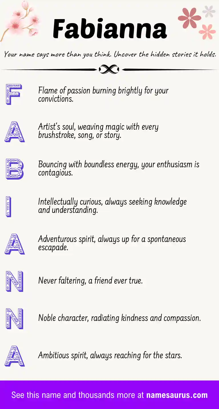 Acrostic poem about Fabianna.