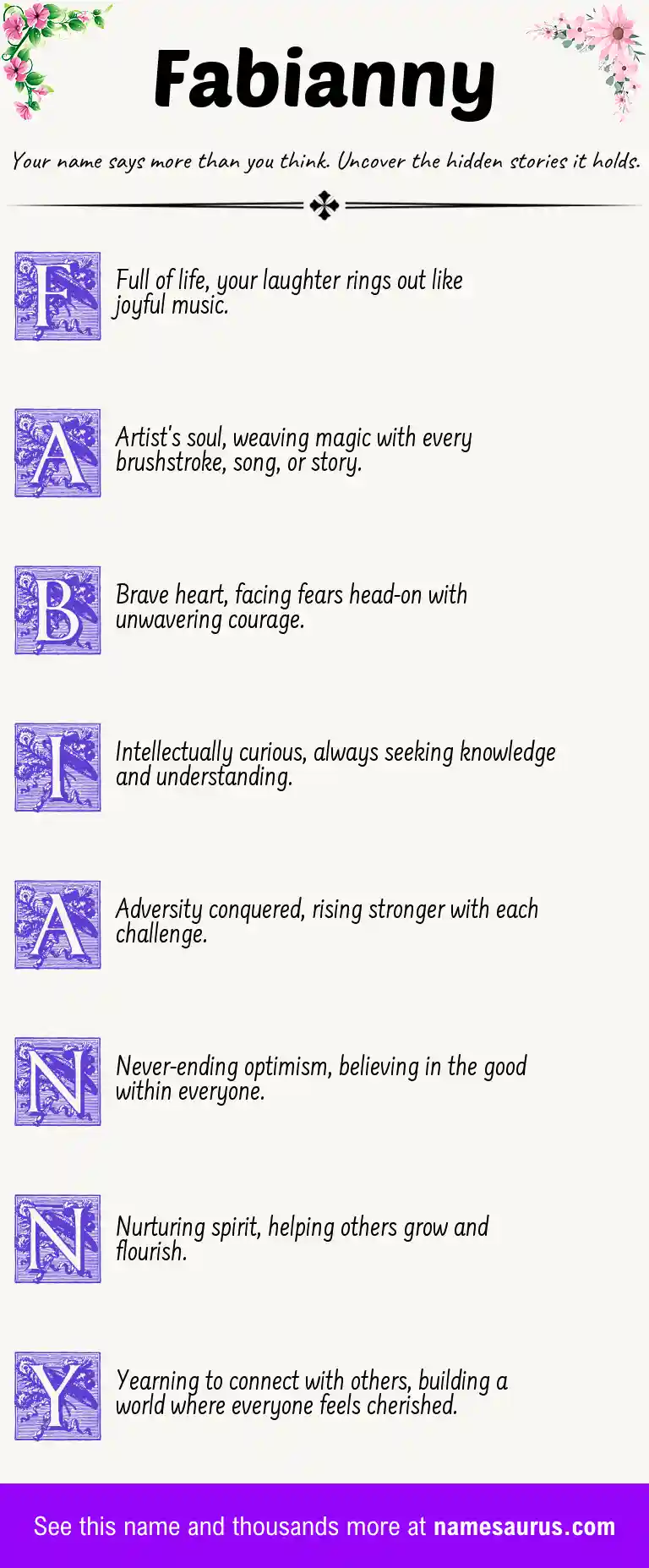 Acrostic poem about Fabianny.
