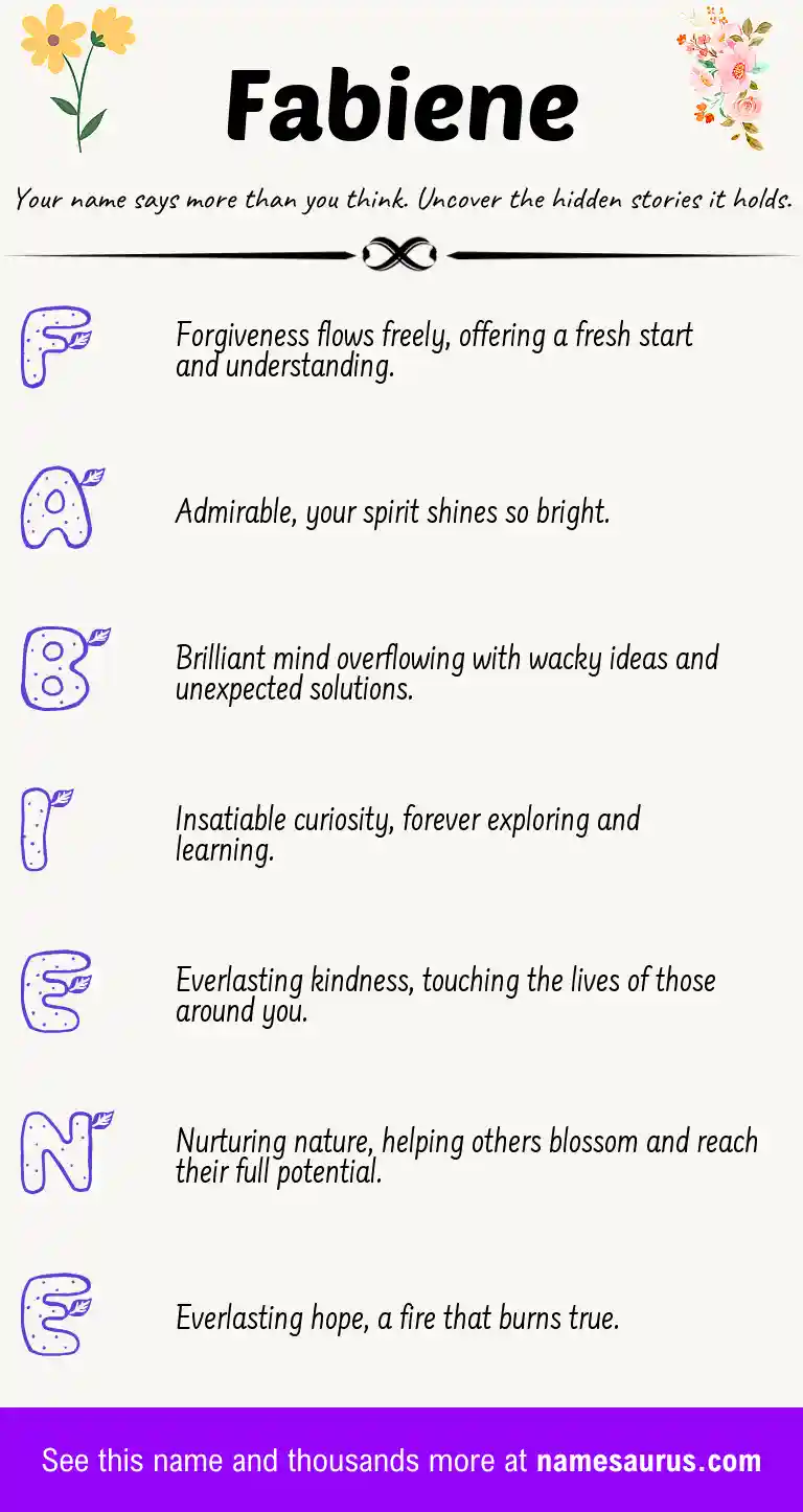 Acrostic poem about Fabiene.