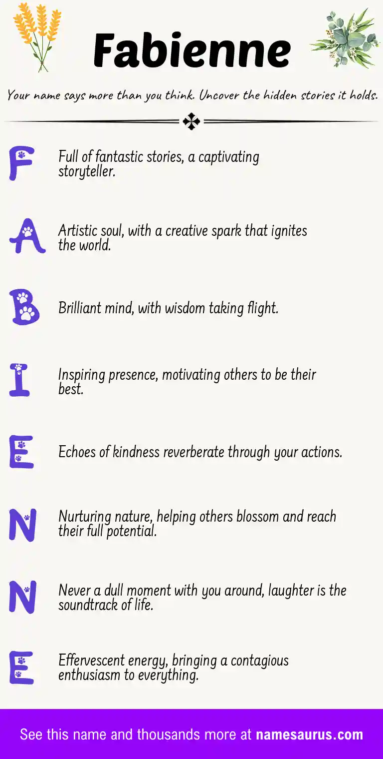 Acrostic poem about Fabienne.