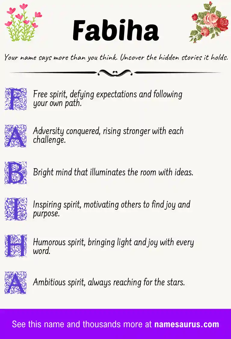 Acrostic poem about Fabiha.