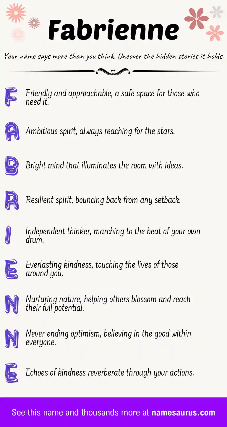 Acrostic poem about Fabrienne.