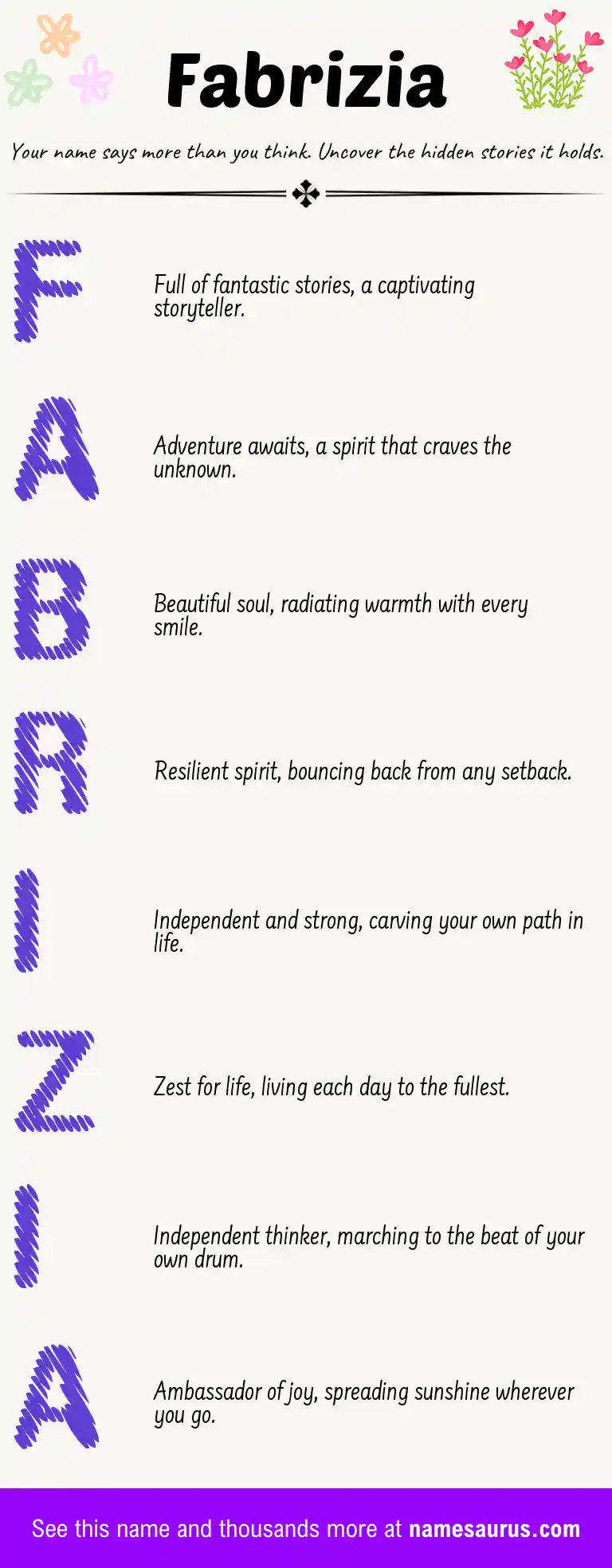 Acrostic poem about Fabrizia.