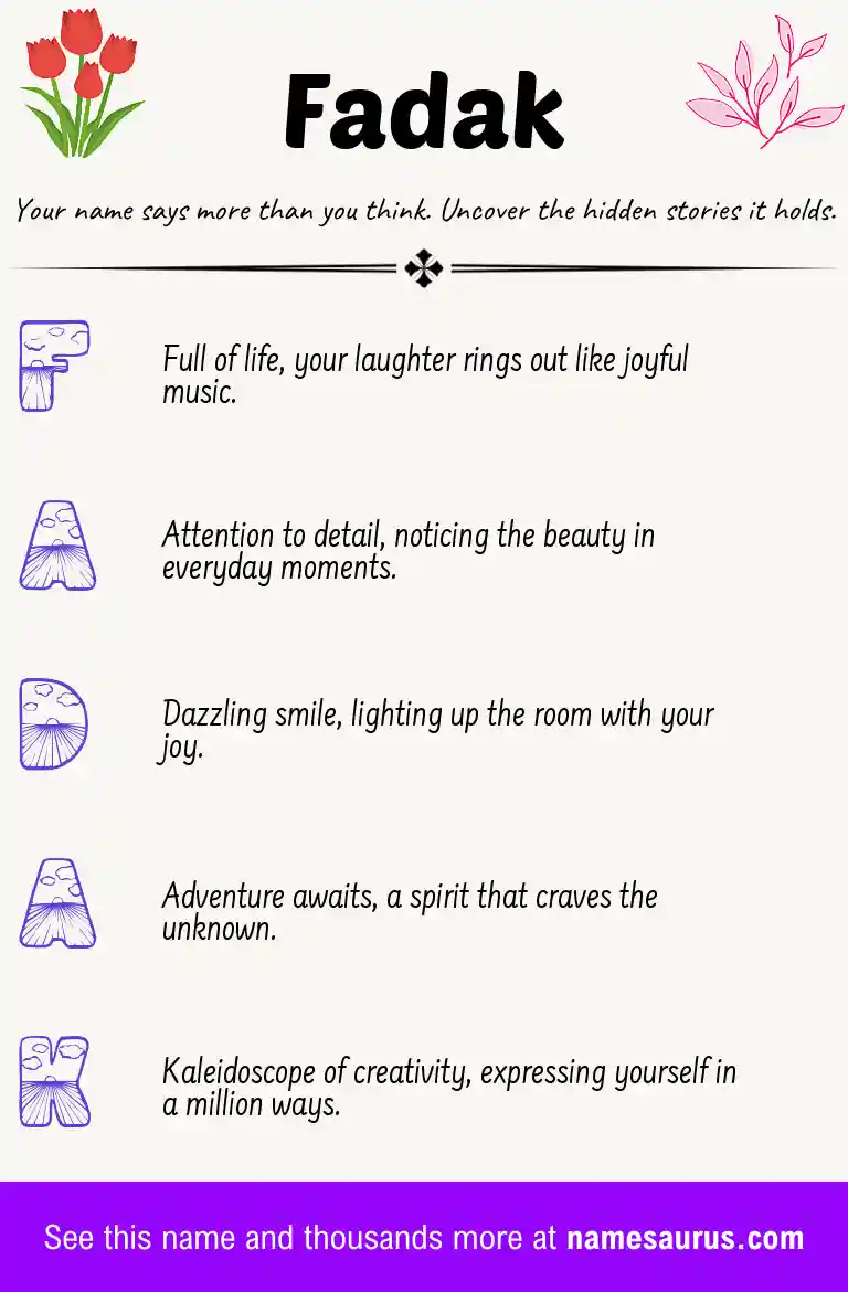 Acrostic poem about Fadak.